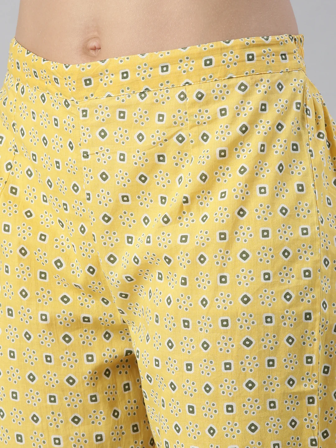 Neerus Women Mustard Printed Calf Length Kurta And Trousers With Dupatta - Image 6