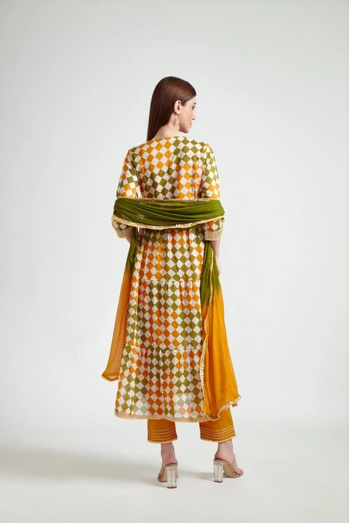 Neerus Women Mustard Printed Kurta with Trousers With Dupatta - Image 4
