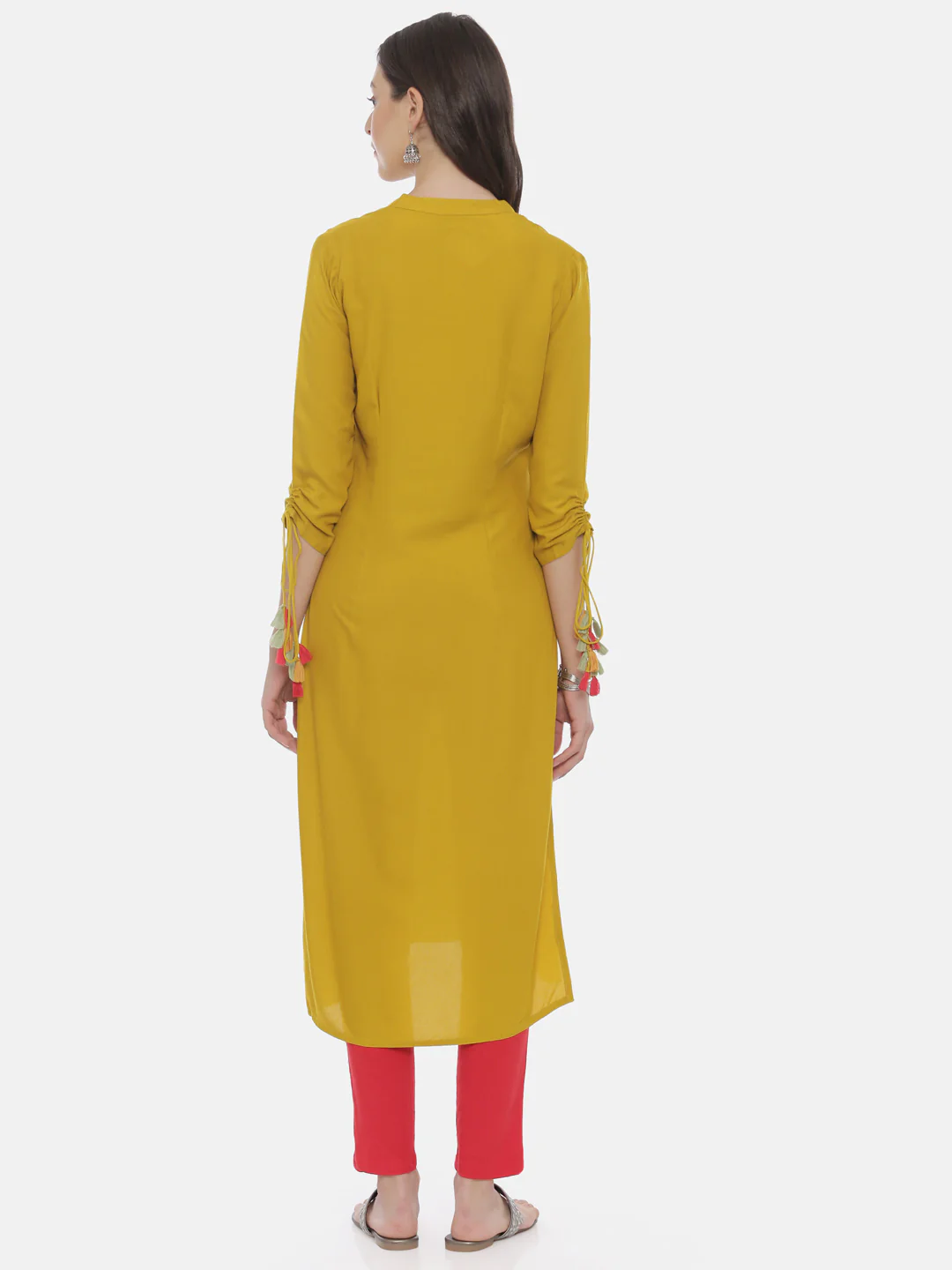 Neerus Women Mustard Yellow Embroidered Straight Kurta - Image 5