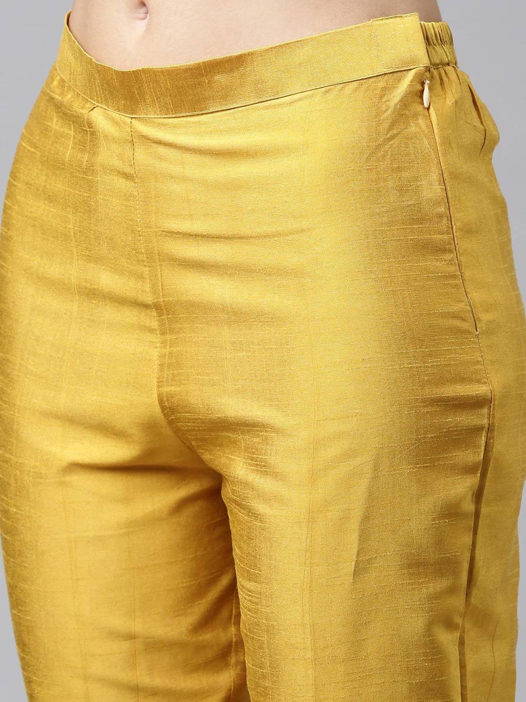 Neerus Women Mustard Yellow Ethnic Motifs Printed Cotton Kurta With Trousers Dupatta - Image 6