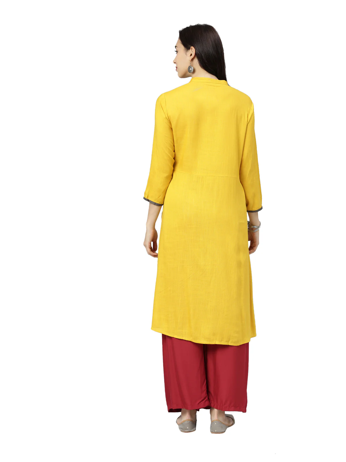 Neerus Women Mustard Yellow Solid Kurta - Image 4