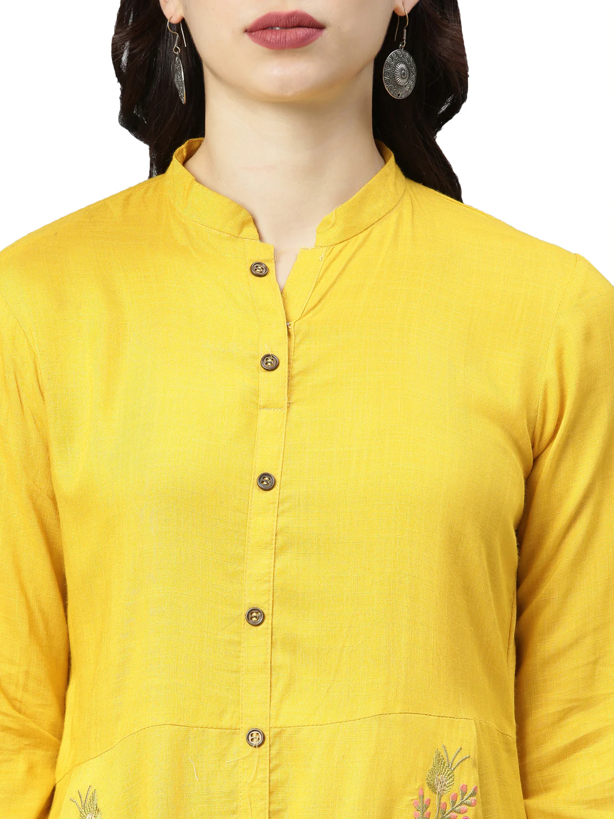 Neerus Women Mustard Yellow Solid Kurta - Image 5