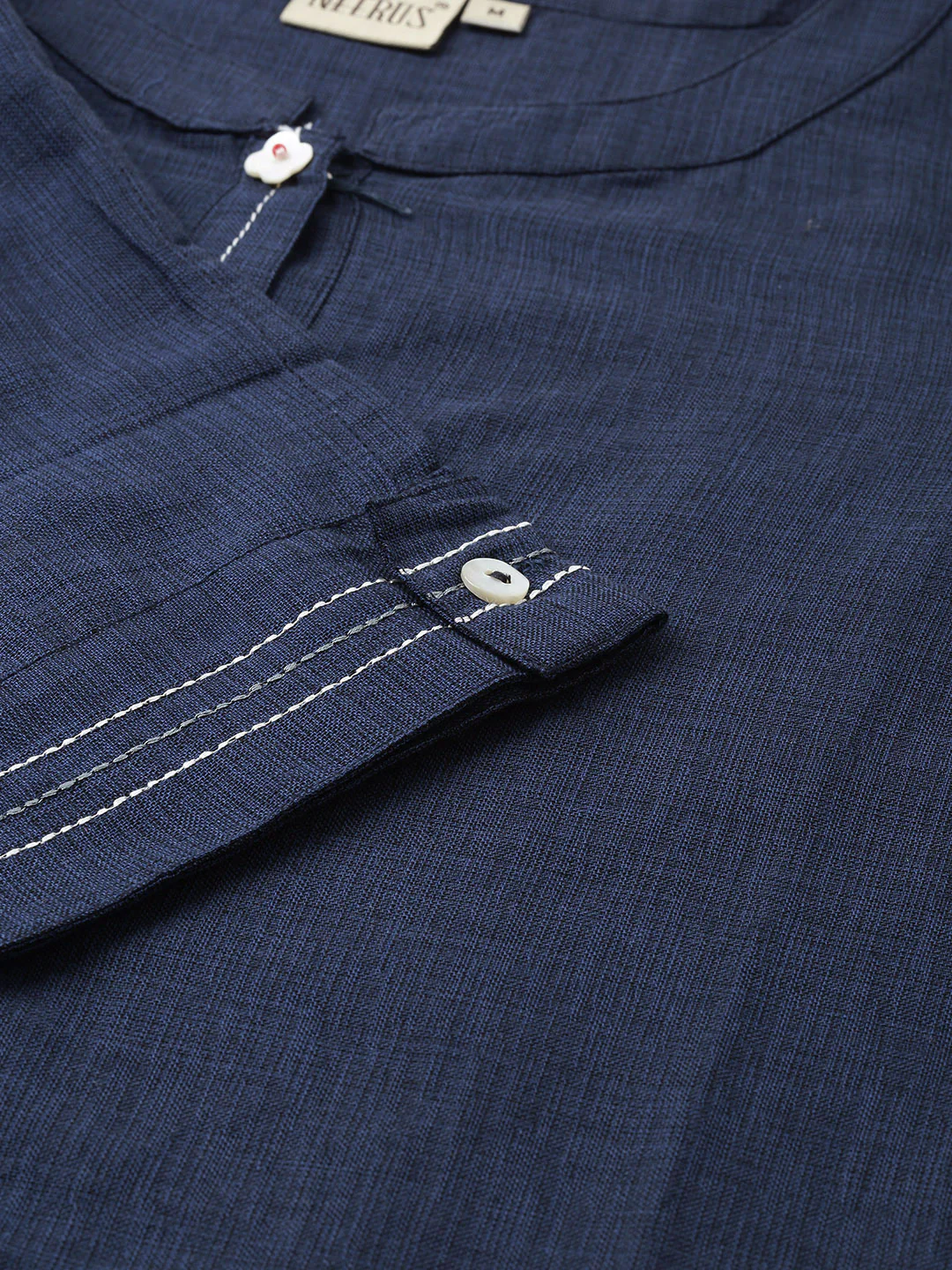 Neerus Women Navy Blue Embroidered Straight Kurta - Image 4