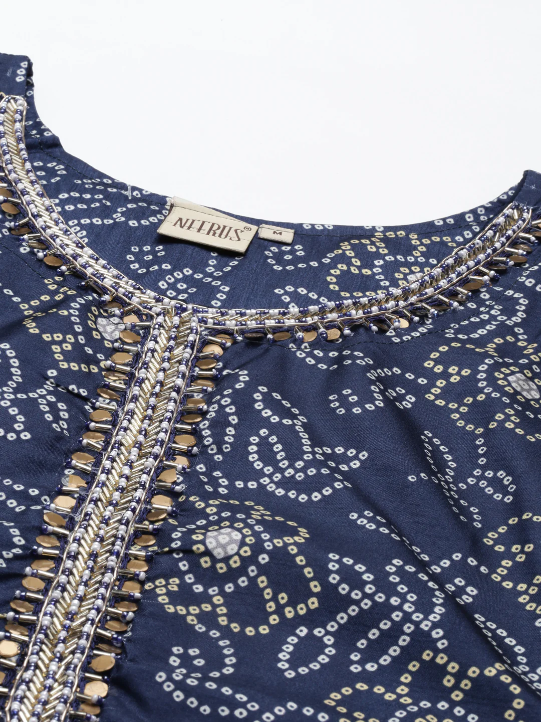 Neerus Women Navy Blue Printed Kurta - Image 4