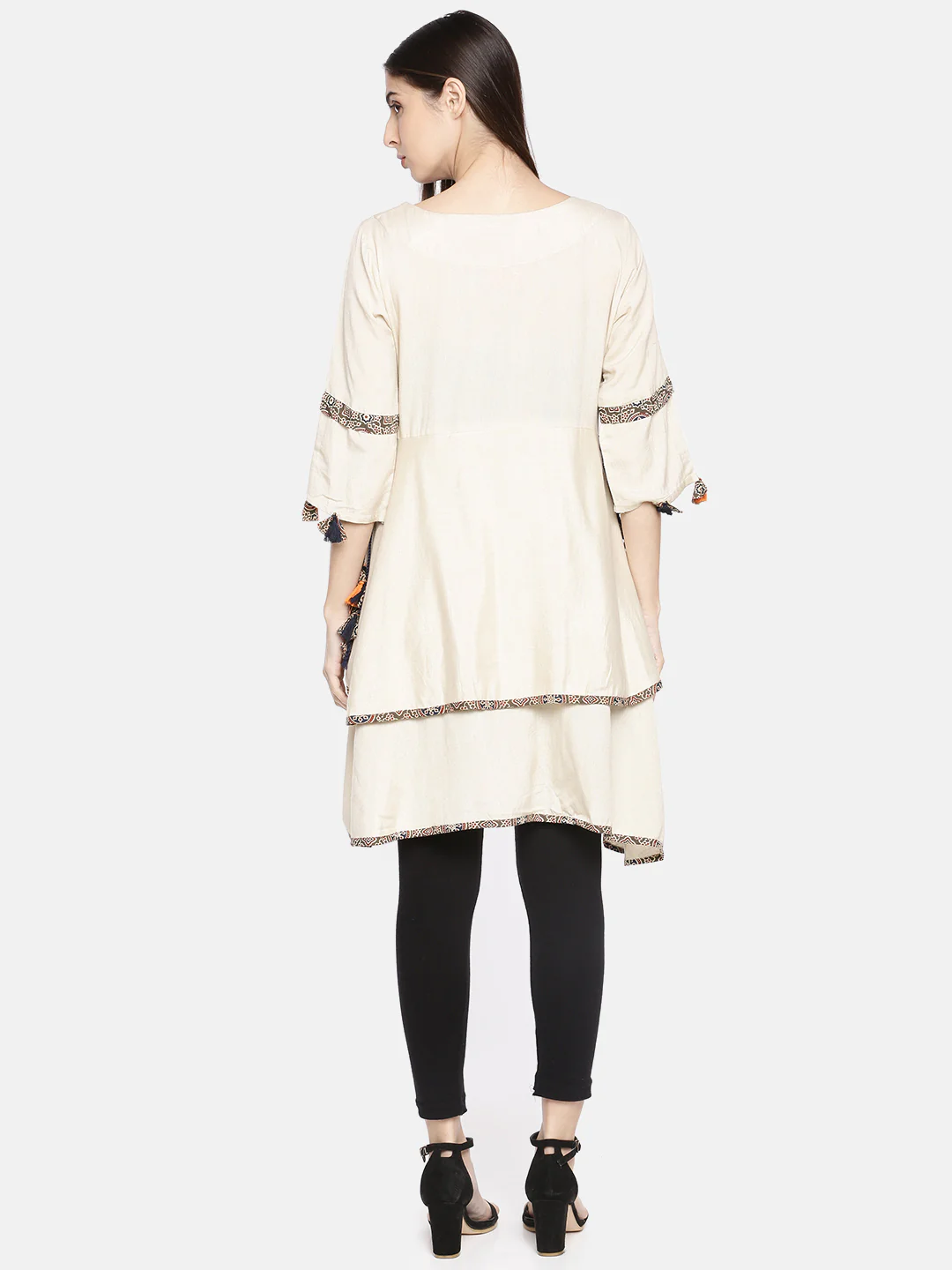 Neerus Women Off-White Embroidered Tunic - Image 4