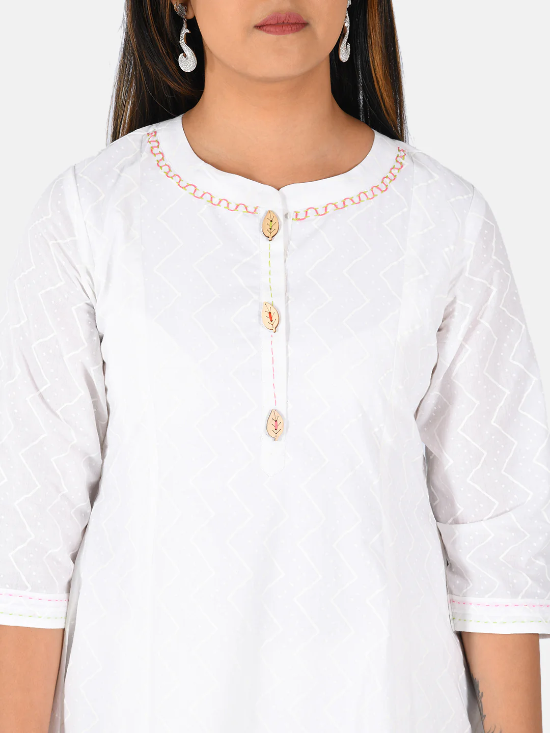 Neerus Women Off-White Printed A-Line Kurta - Image 4