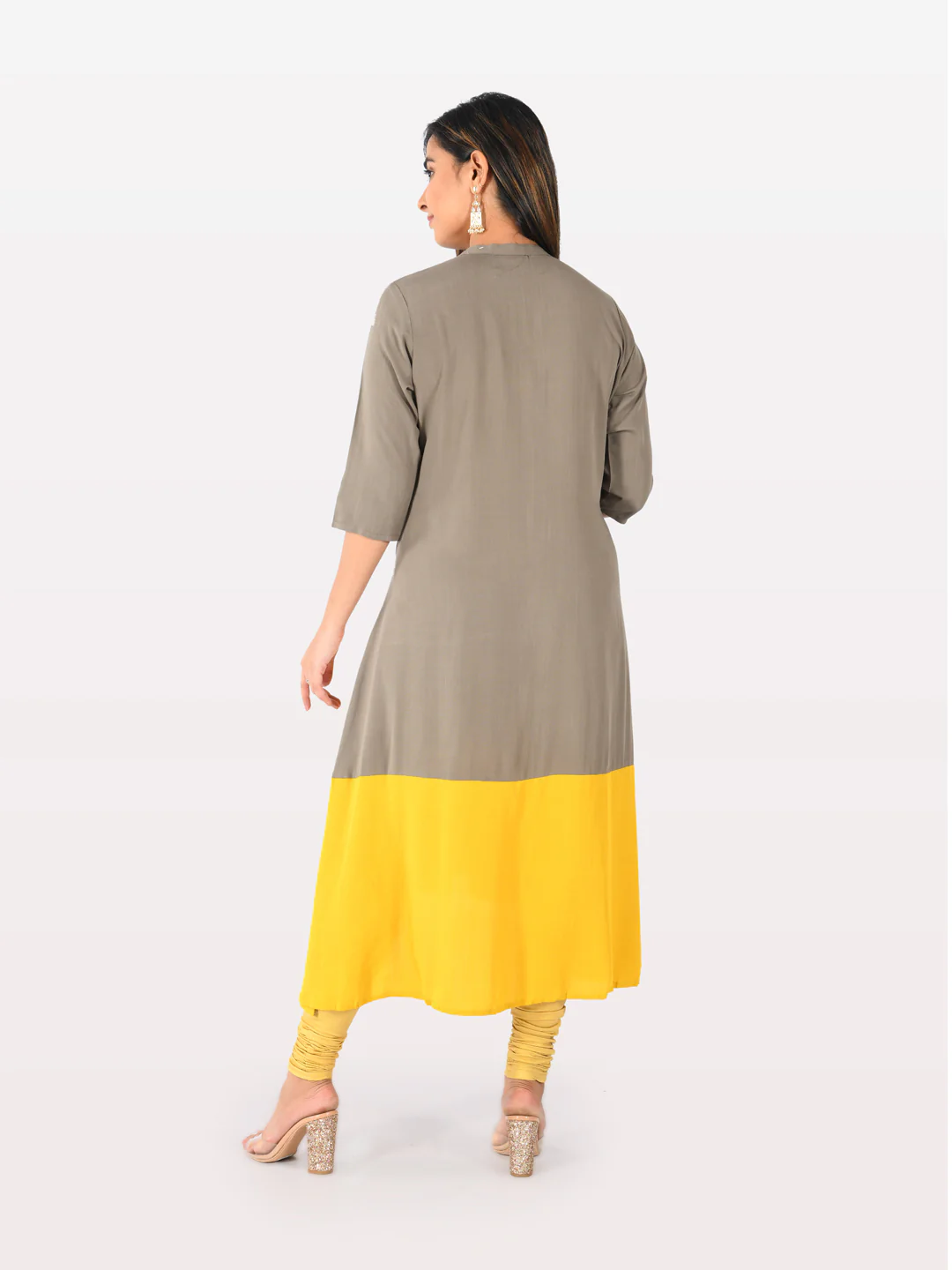 Neerus Women Olive Green Color Slub Rayon Fabric Tunic 48 - Image 2