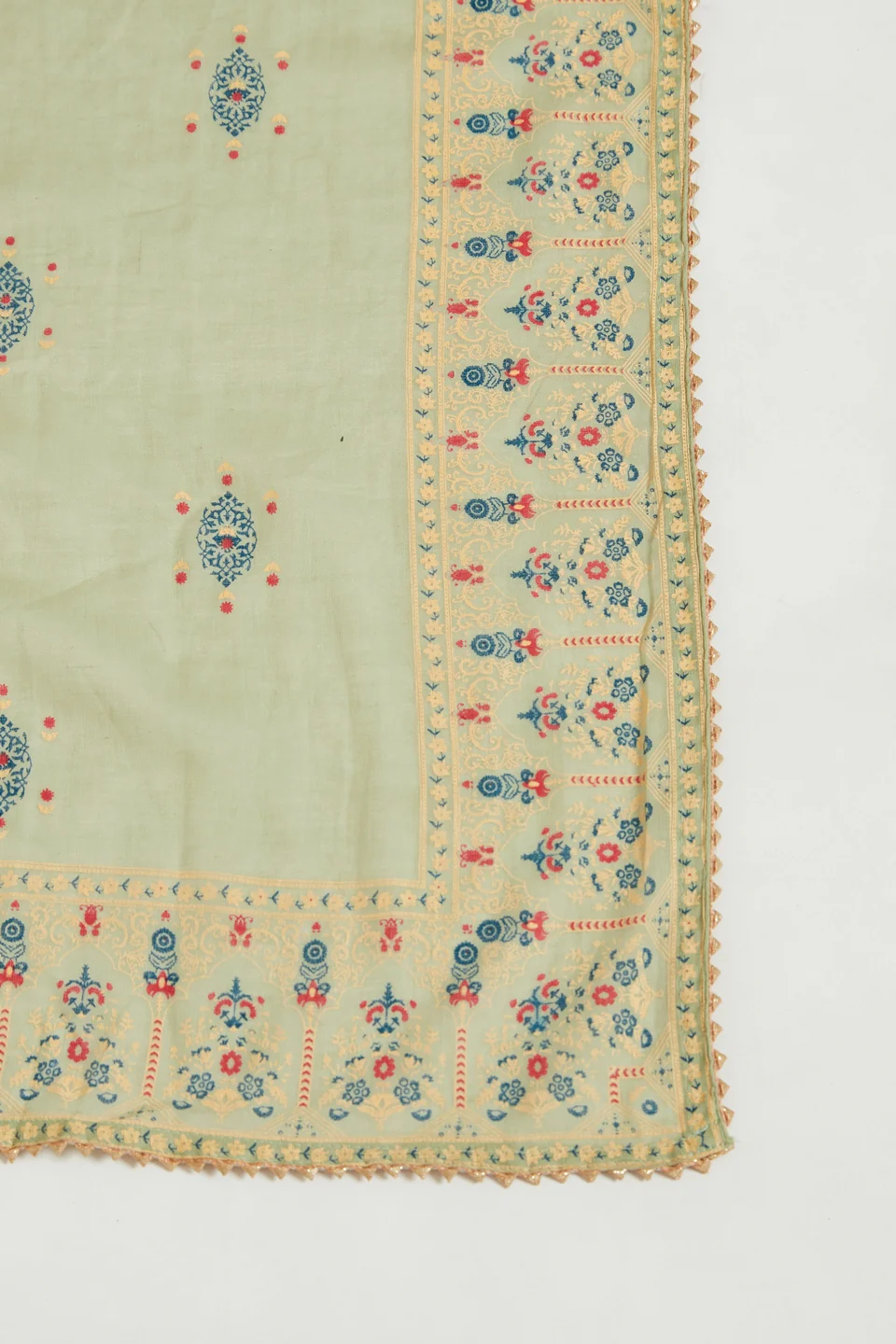Neerus Women Olive Green Yoke Design Panelled Kurta with Trousers With Dupatta - Image 6