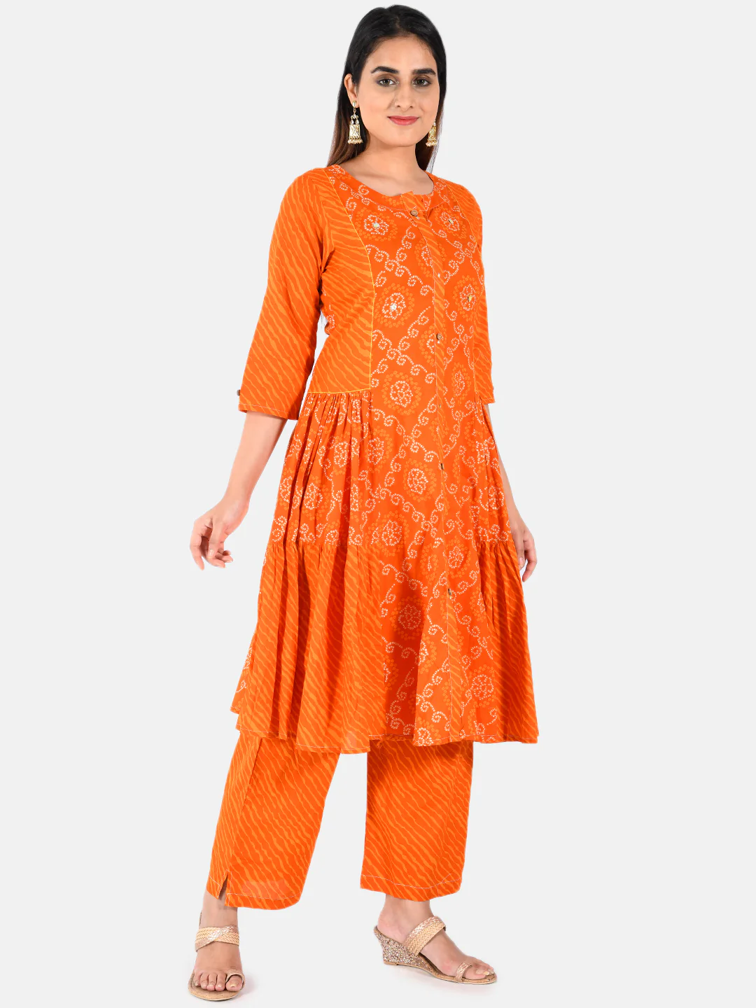 Neerus Women Orange Embroidered Anarkali Kurta - Image 5