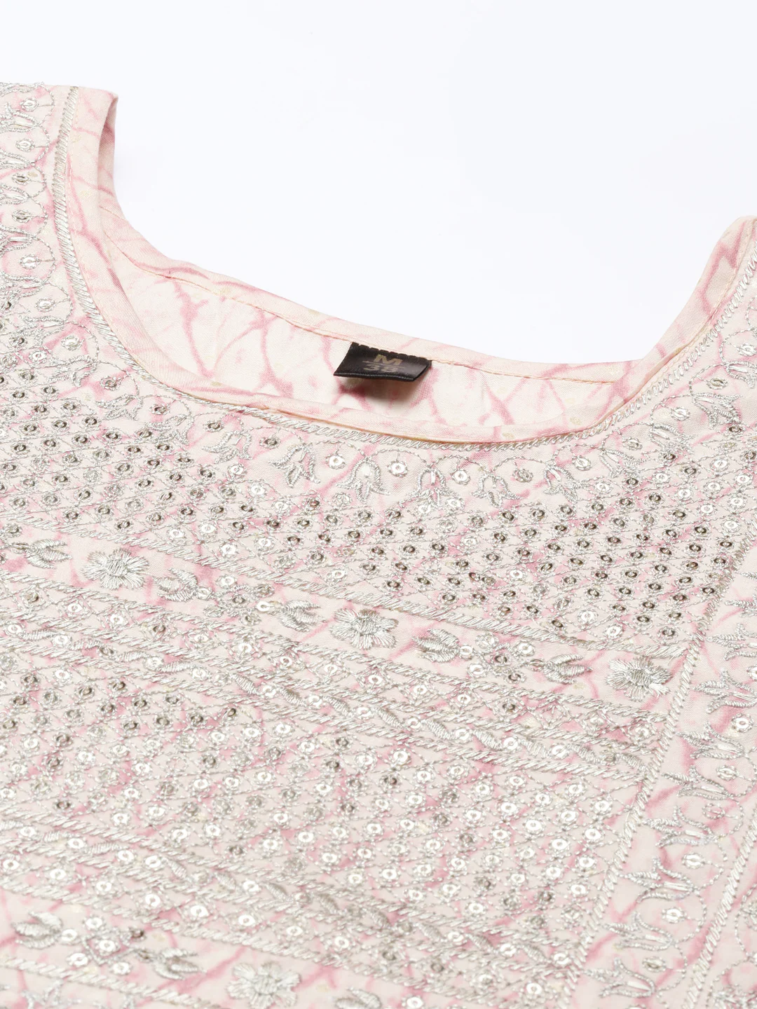 Neerus Women Peach-Coloured Embroidered Kurti with Trousers - Image 4