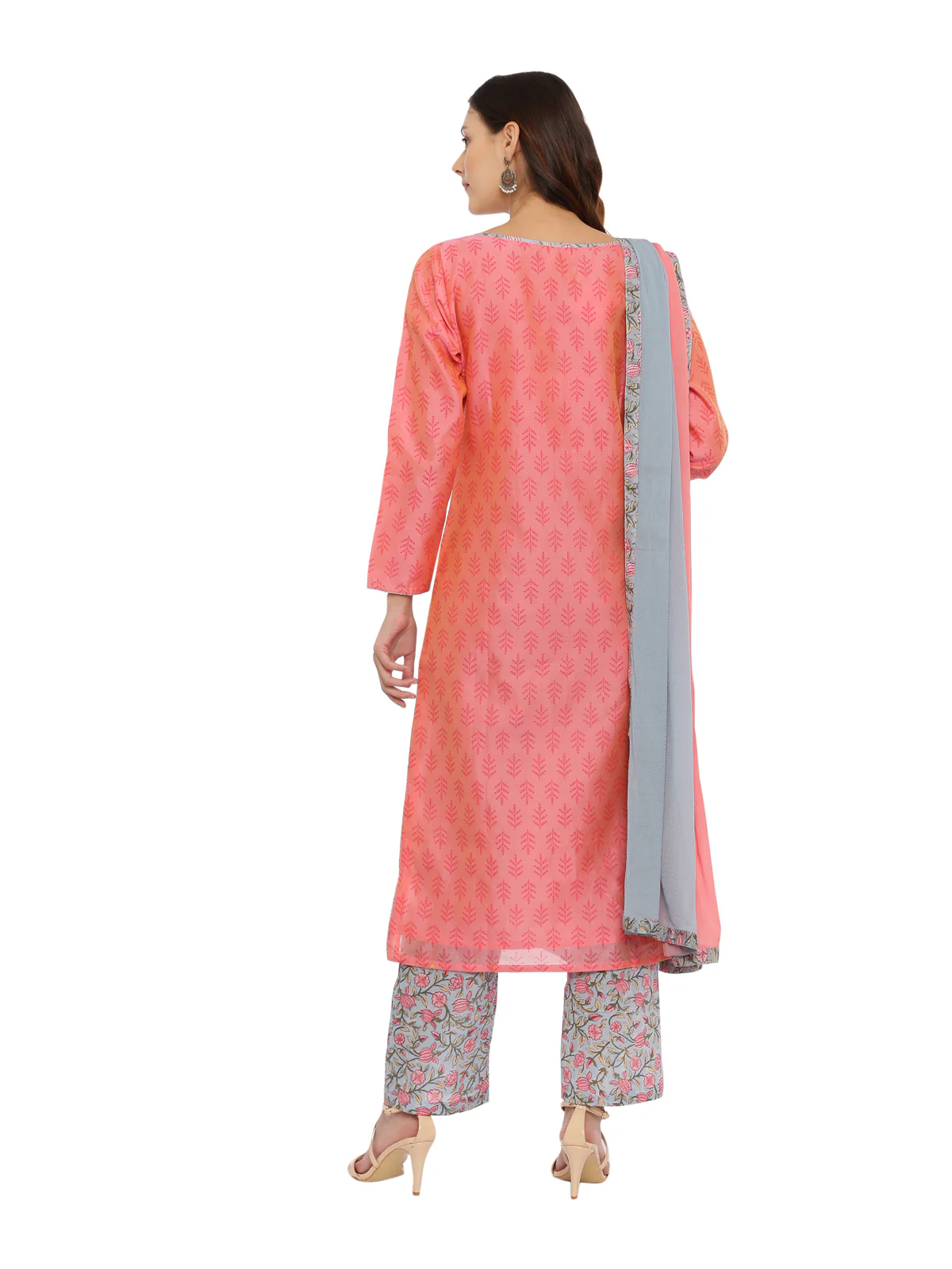 Neerus Women Peach-Coloured Woven Design Kurta with Salwar Dupatta - Image 4