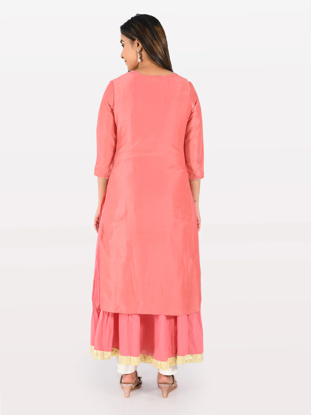 Neerus Women Pink Color Muslin Fabric Tunic "50" - Image 3