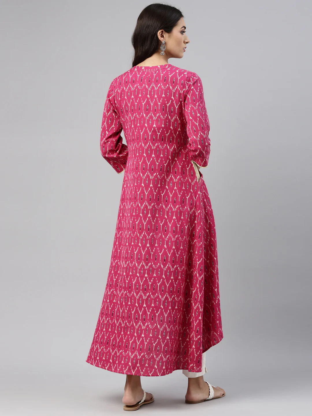 Neerus Women Pink Cream-Coloured Printed Kurta - Image 3