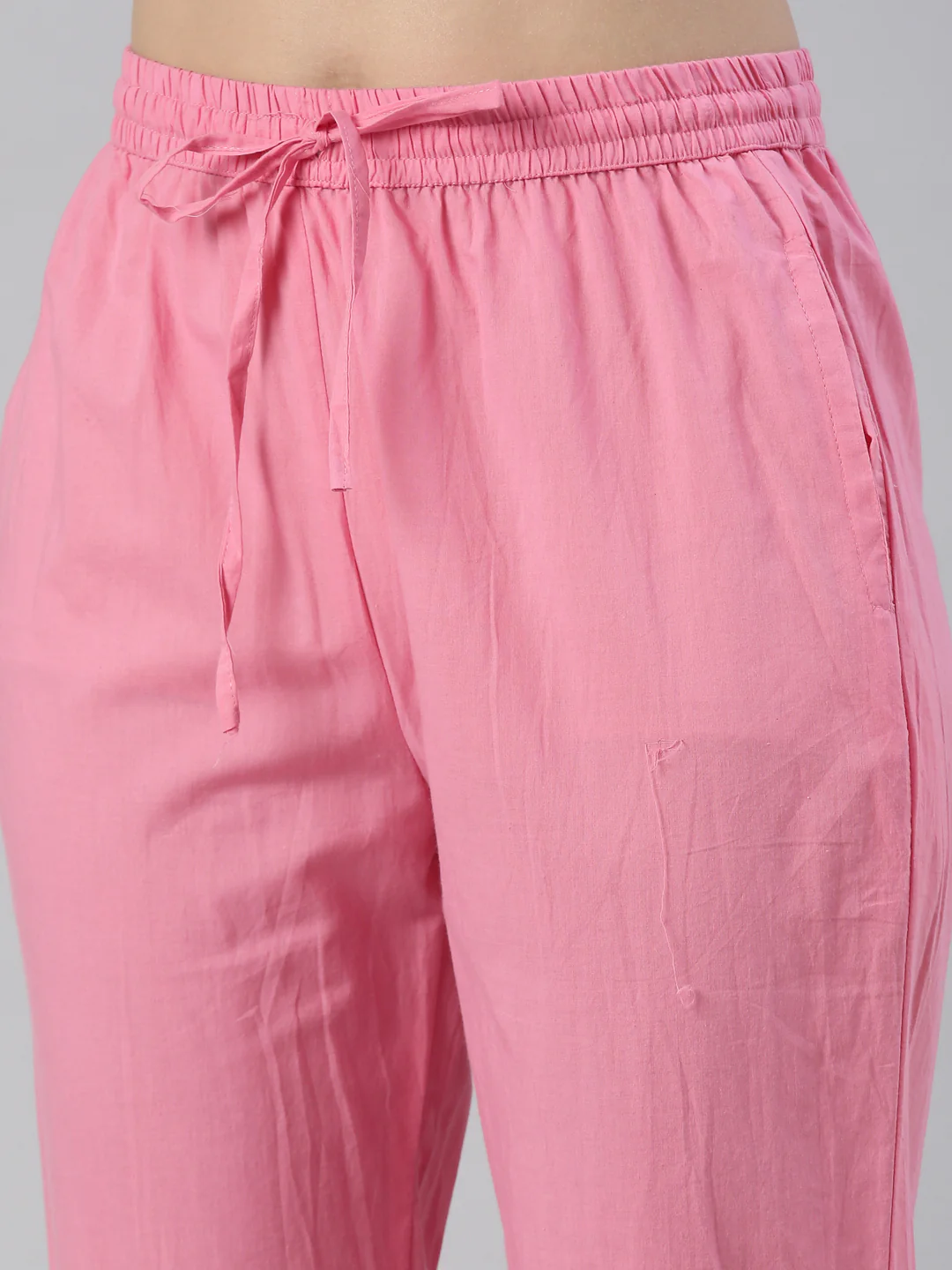 Neerus Women Pink Embroidered Calf Length Kurta And Trousers With Dupatta - Image 6