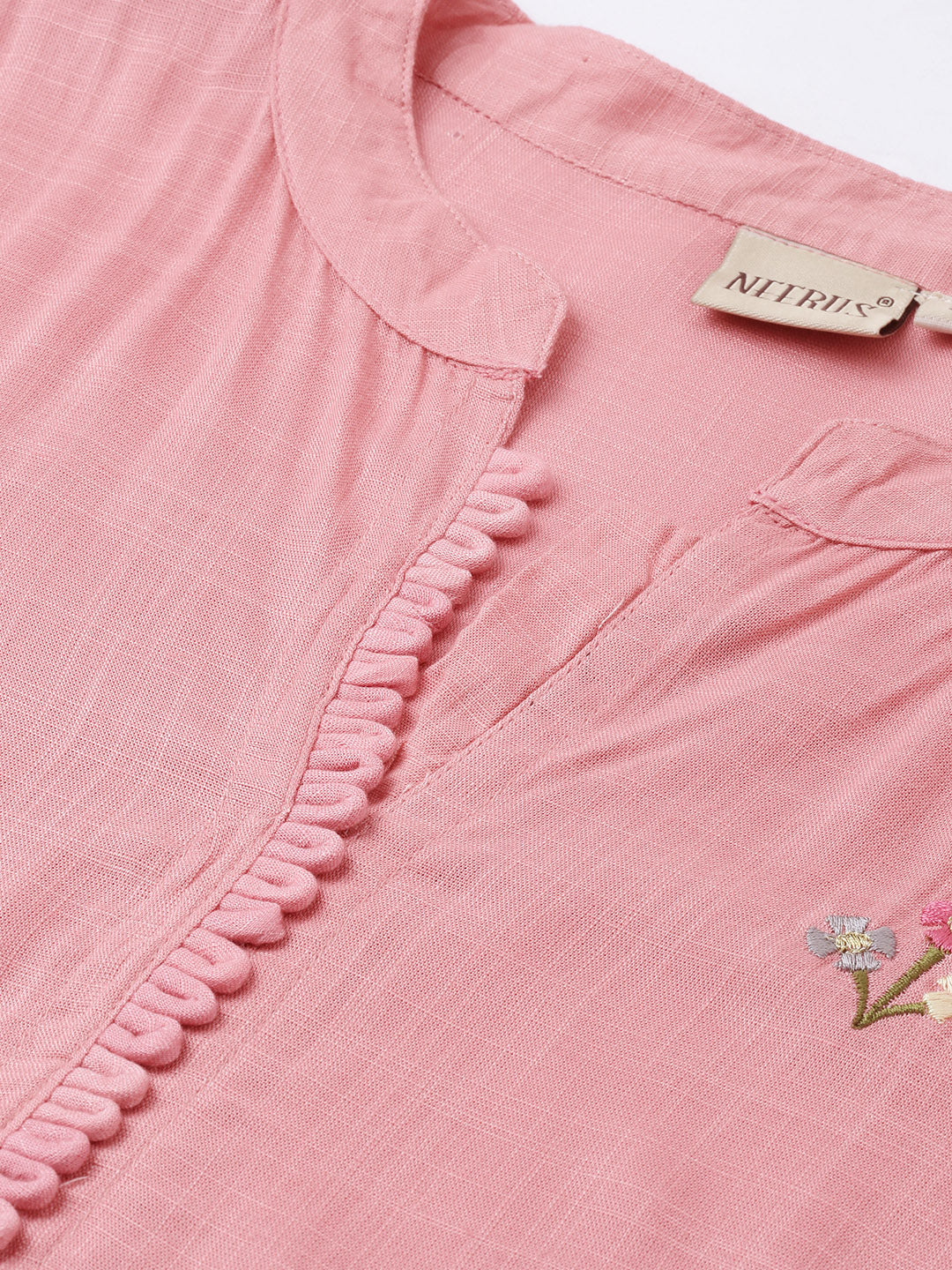 Neerus Women Pink Embroidered Straight Kurta - Image 2