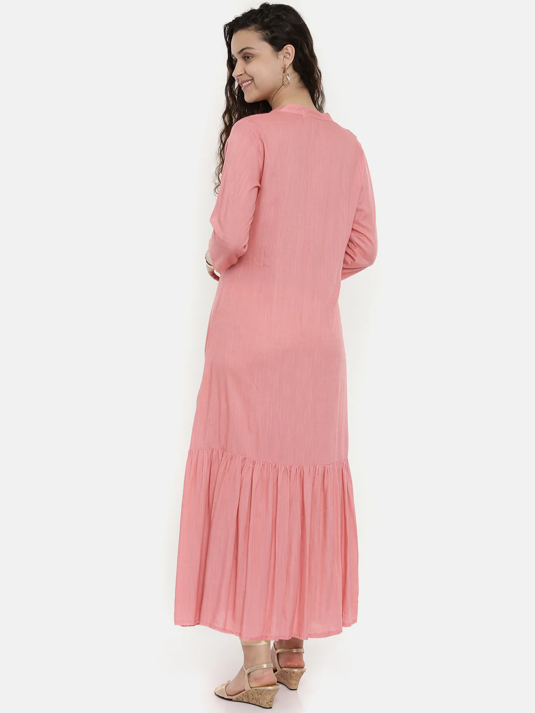 Neerus Women Pink Embroidered Straight Kurta - Image 5