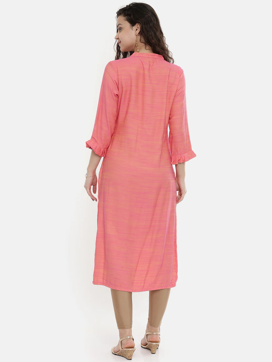 Neerus Women Pink Solid Straight Kurta With Embroidery Detail - Image 5