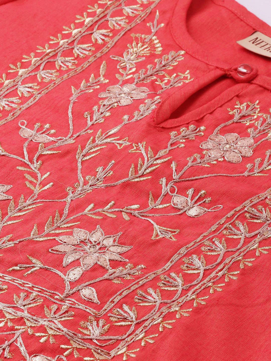 Neerus Women Pink Yoke Design A-Line Kurta - Image 2