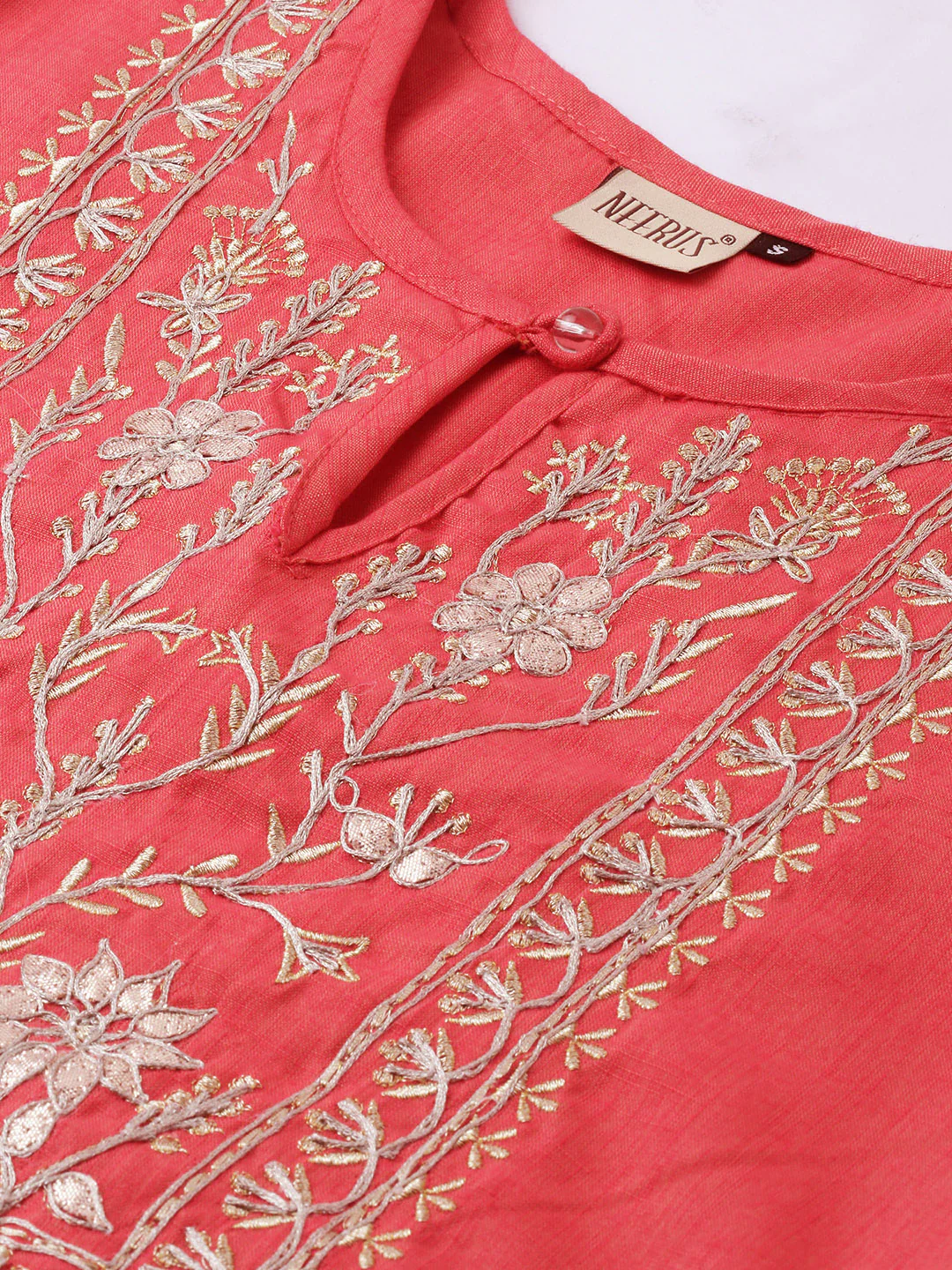 Neerus Women Pink Yoke Design A-Line Kurta - Image 3