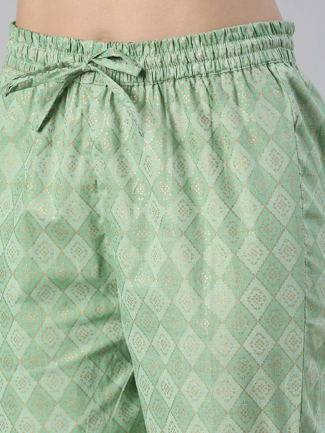 Neerus Women Pista Printed Calf Length Kurta And Trousers - Image 6