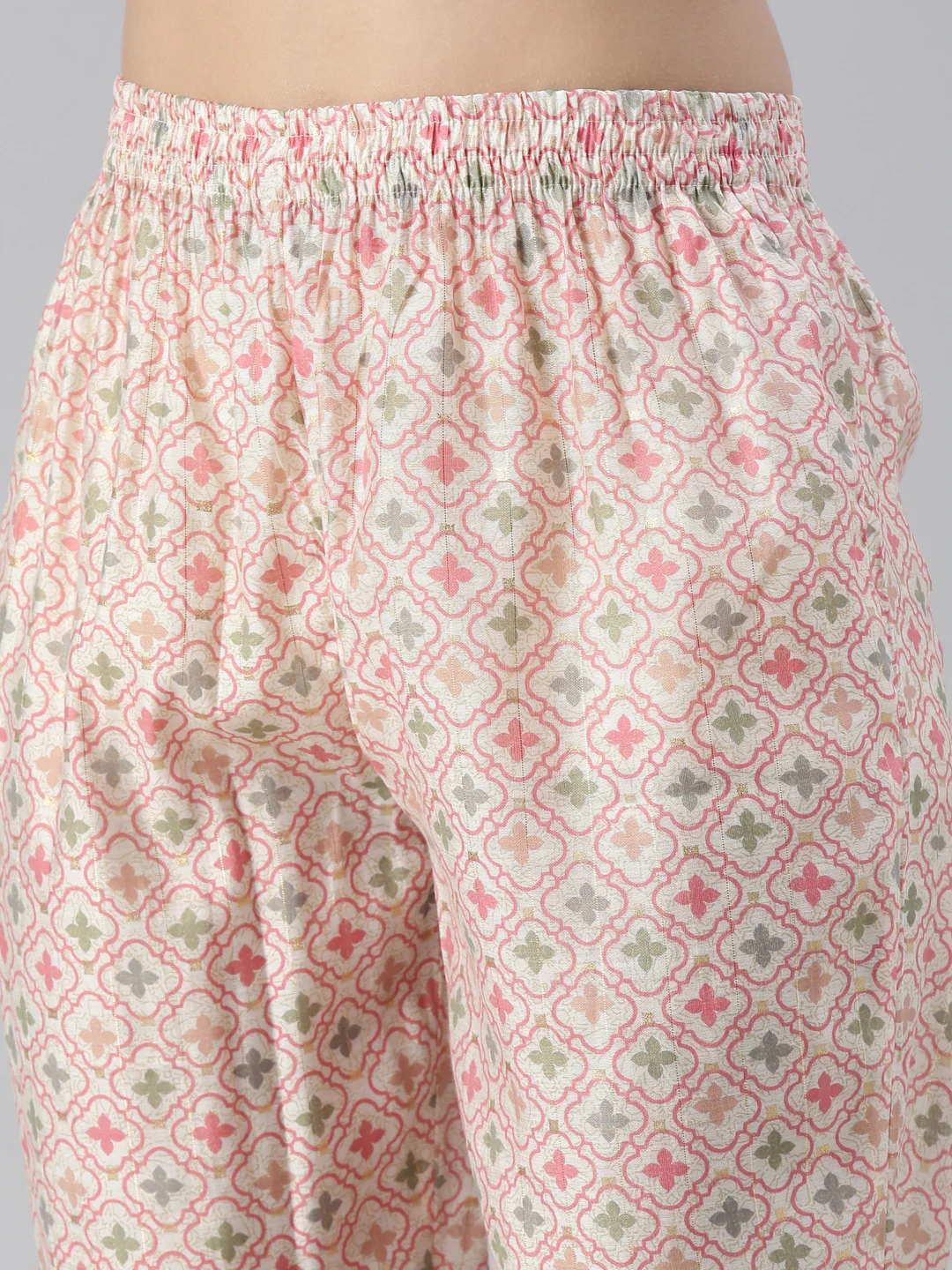 Neerus Women Printed Solid Calf Length Kurta And Trousers With Dupatta - Image 6