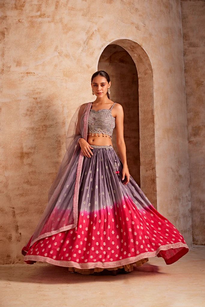 Neerus Women Rani Color Crepe Fabric Ghagra Set - Image 4