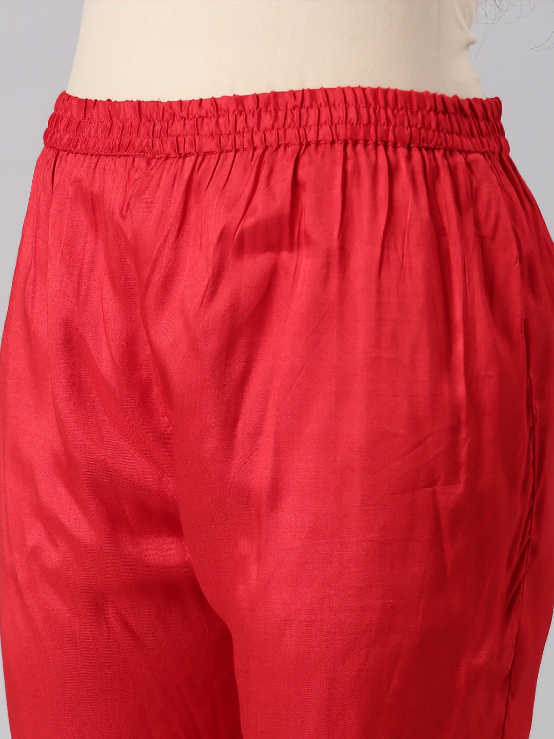 Neerus Women Red A-Line Kurta and Trousers With Dupatta - Image 6