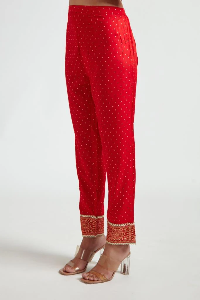 Neerus Women Red Ethnic Motifs Printed Kurta with Trousers With Dupatta - Image 6