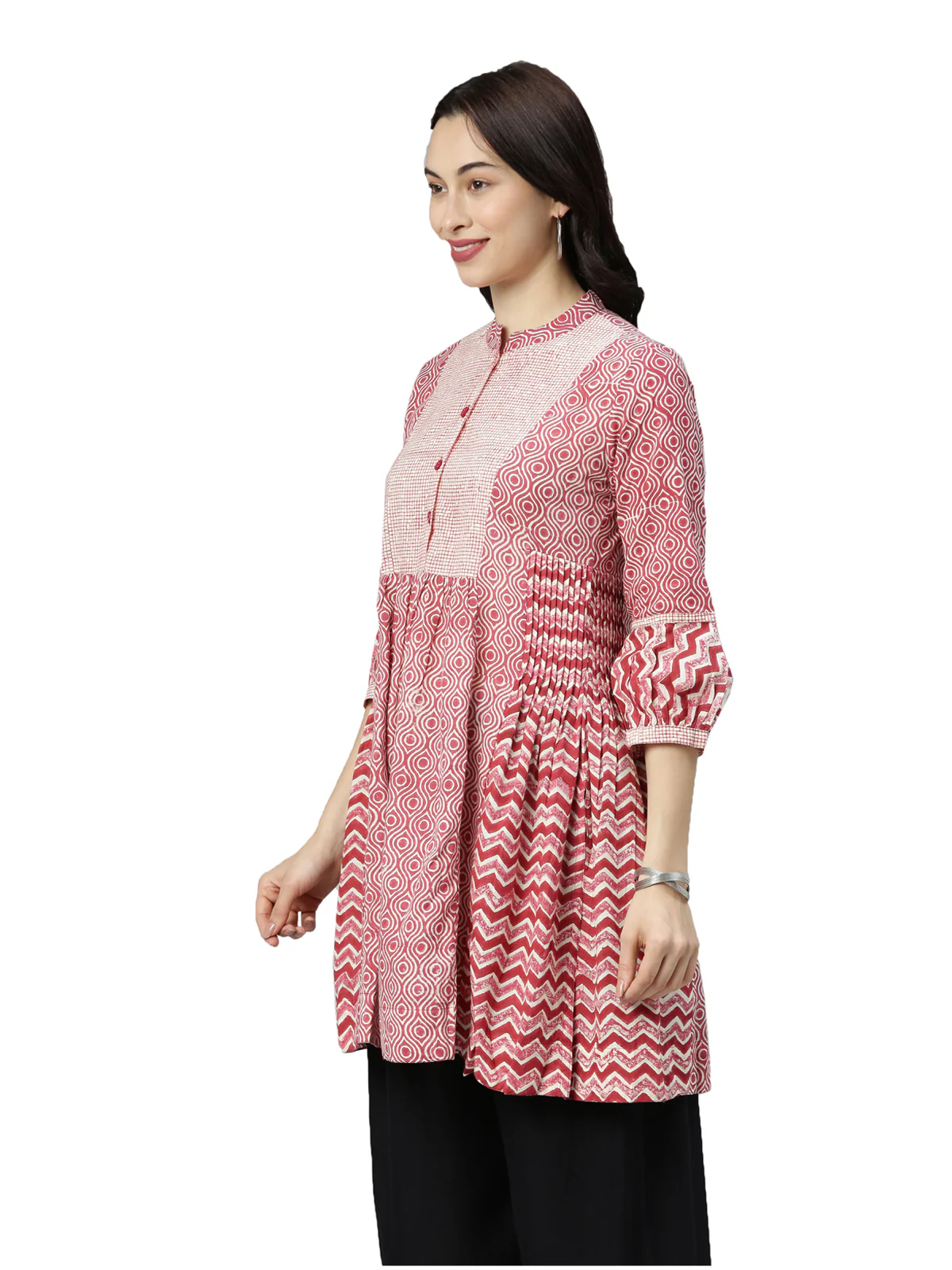 Neerus Women Red Printed A-Line Kurta - Image 2