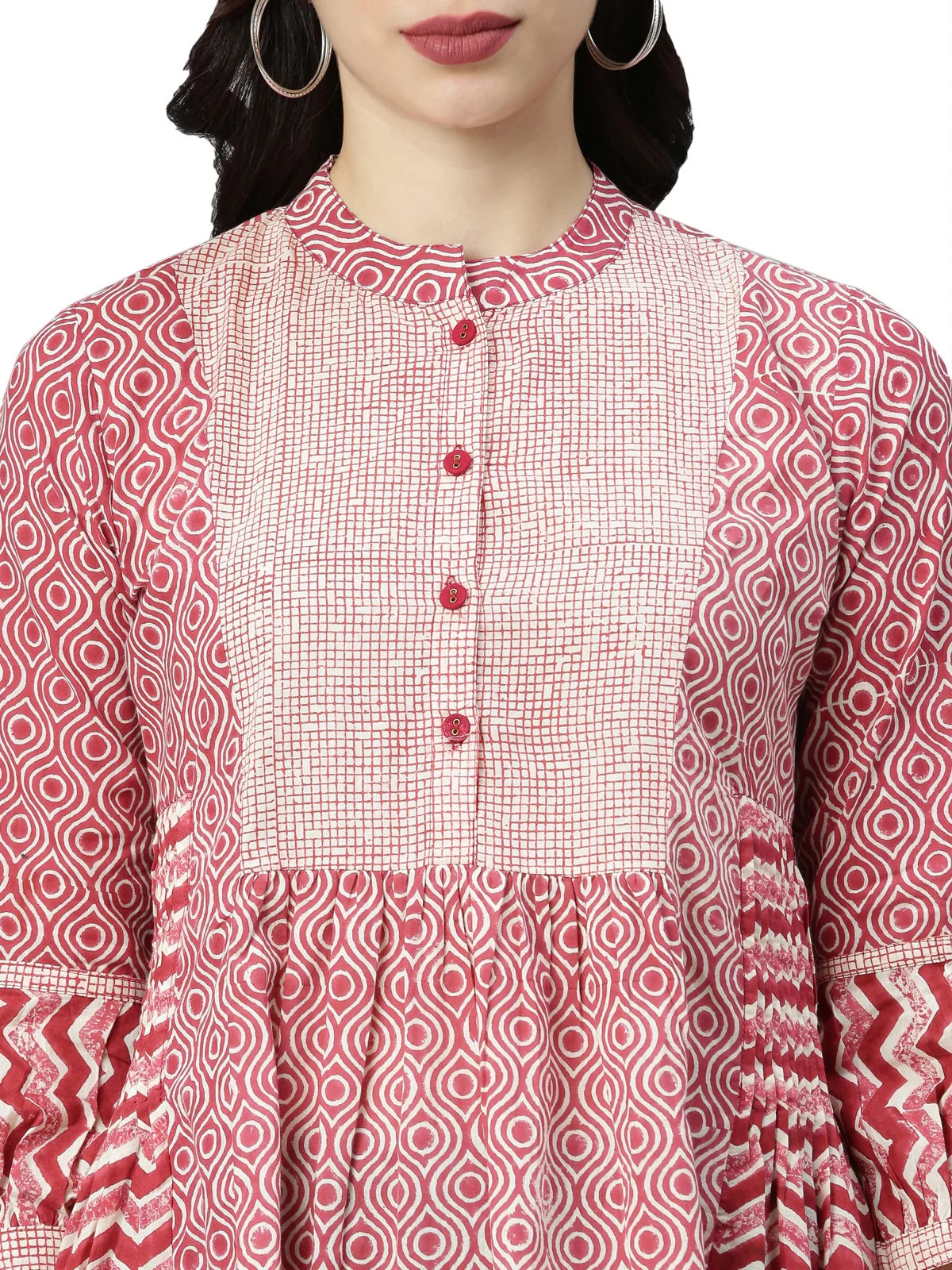 Neerus Women Red Printed A-Line Kurta - Image 5