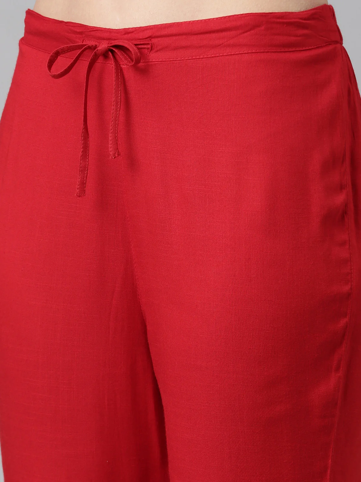 Neerus Women Red Printed Panelled Sequinned Kurta with Trousers With Dupatta - Image 7