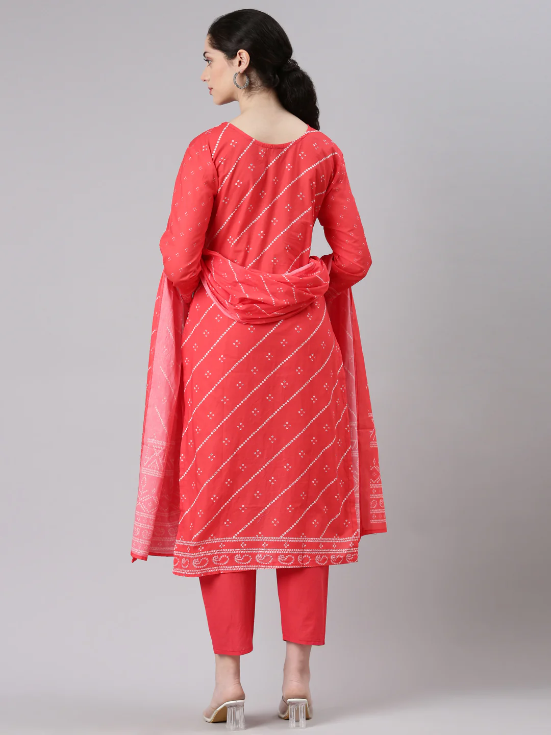 Neerus Women Red Straight Kurta and Trousers With Dupatta - Image 3