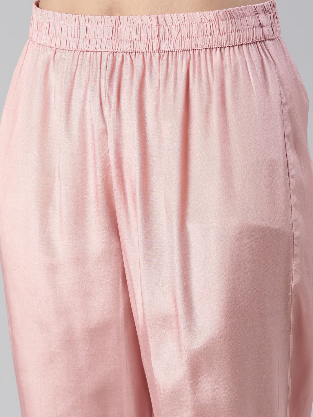 Neerus Women Rose Pink Printed Knee Length Kurta And Trousers With Dupatta - Image 6