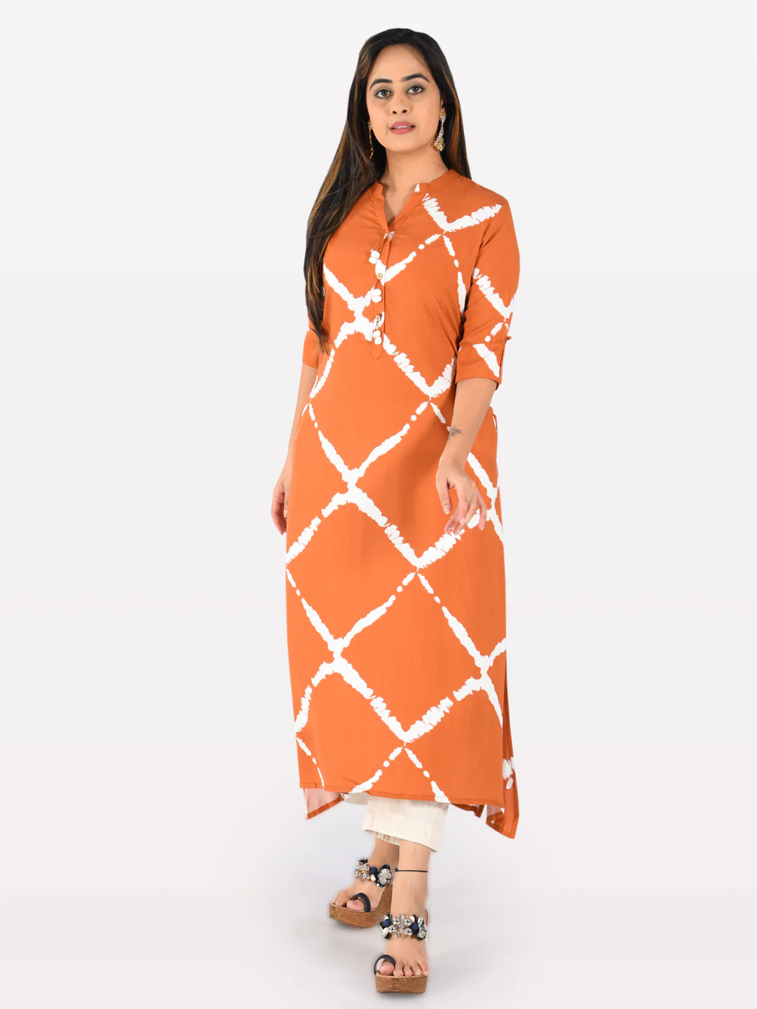 Neerus Women Rust Color Rayon Fabric Tunic "50"