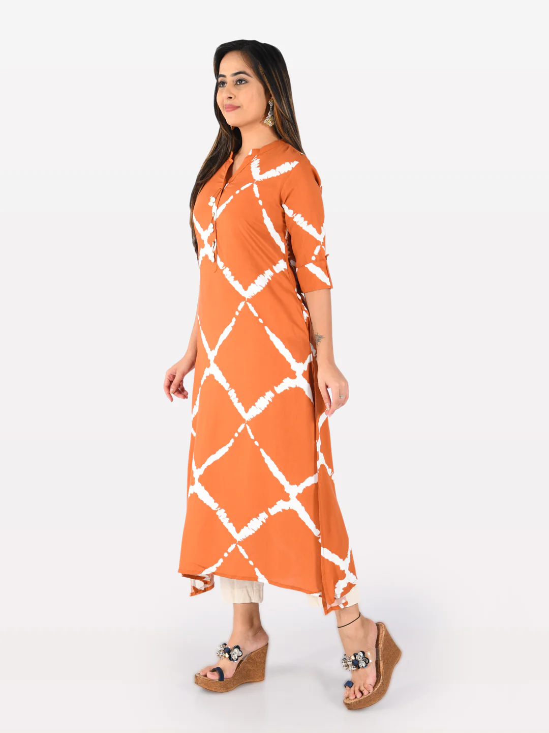 Neerus Women Rust Color Rayon Fabric Tunic "50" - Image 5