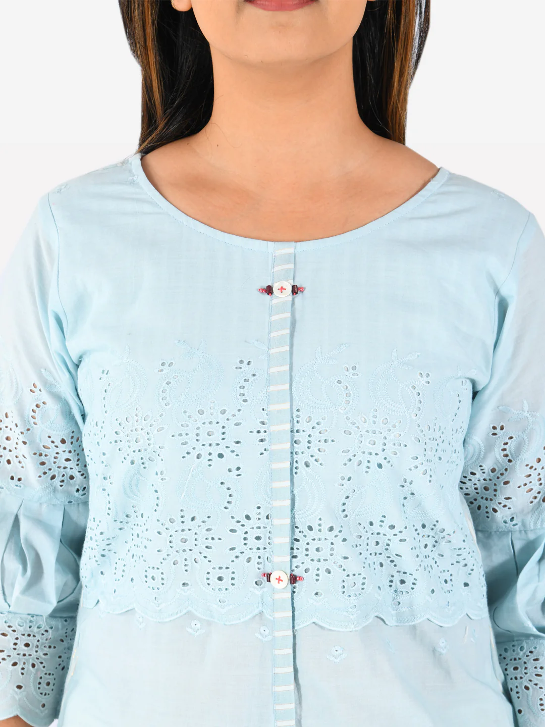 Neerus Women Sea Green Color Cotton Fabric Tunic "48" - Image 3