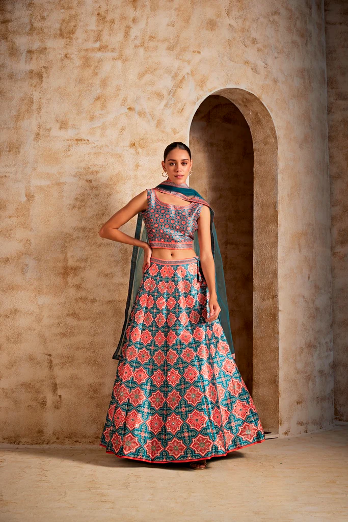 Neerus Women Sea Green Color Ghagra Set - Image 2