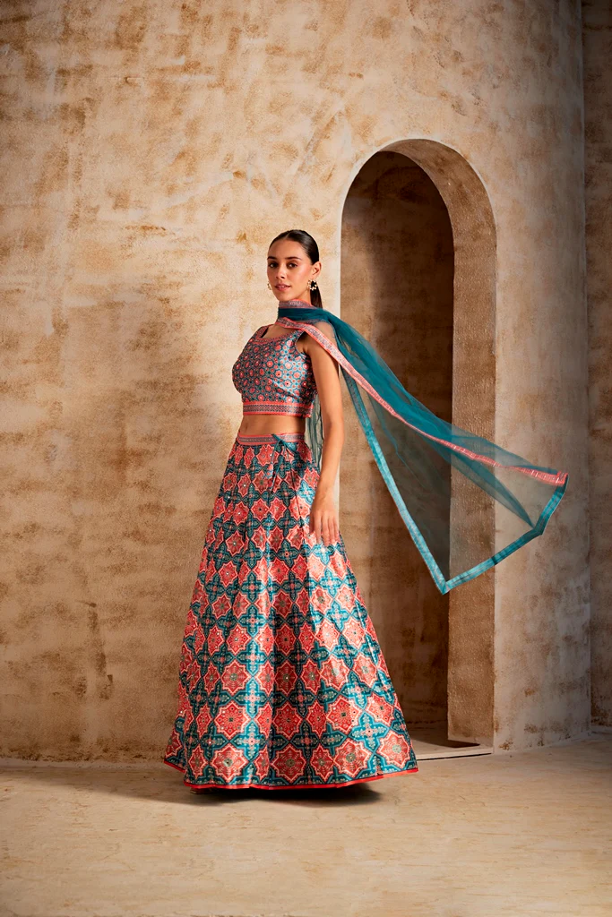 Neerus Women Sea Green Color Ghagra Set - Image 3