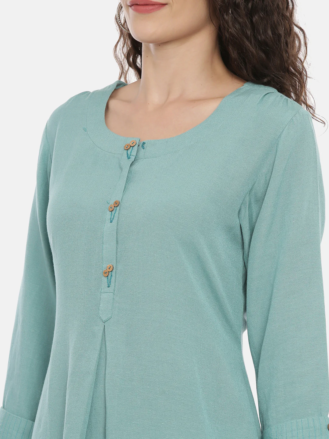 Neerus Women Sea Green Thread Work Kurta - Image 4