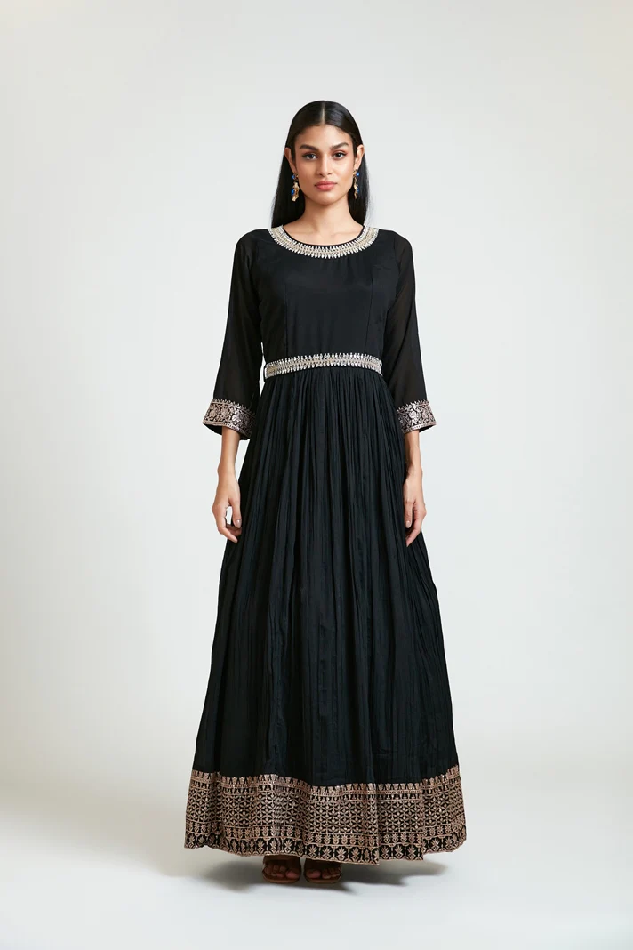 Neerus Women Silk Black Dress - Image 7