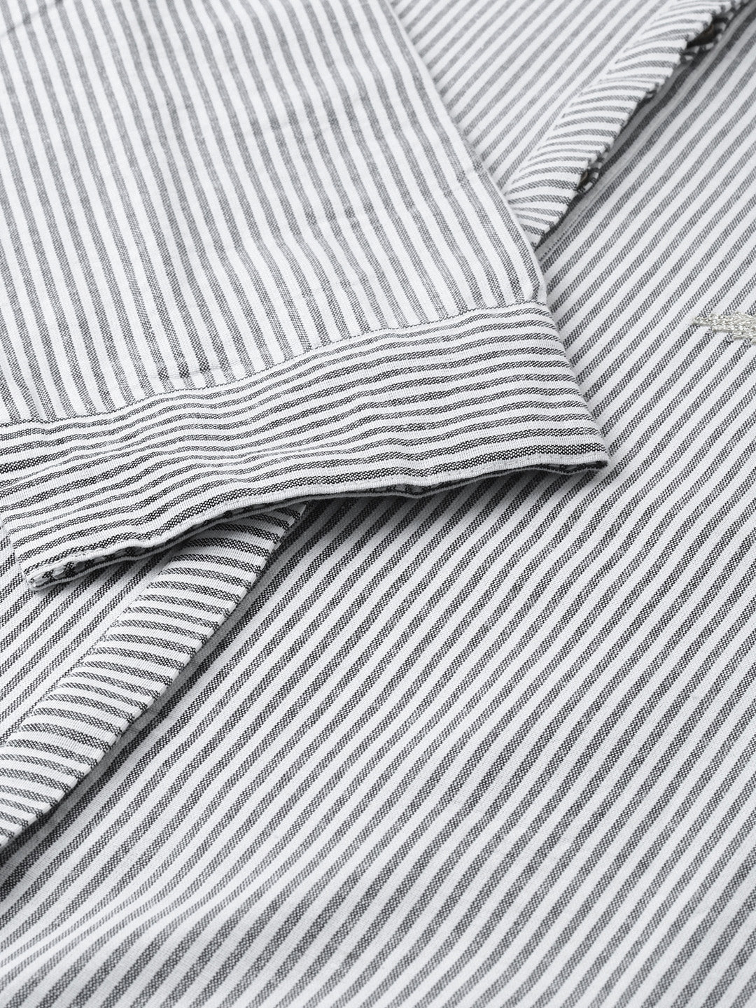 Neerus Women White Black Striped A-Line Kurta - Image 5