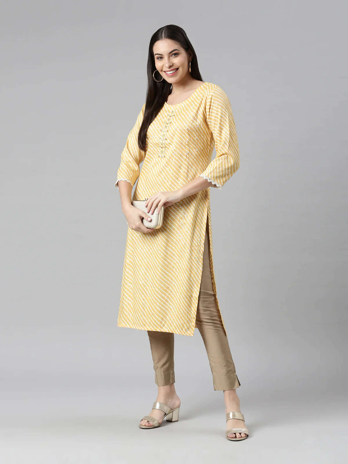 Neerus Women Yellow Ethnic Motifs Kurta - Image 6