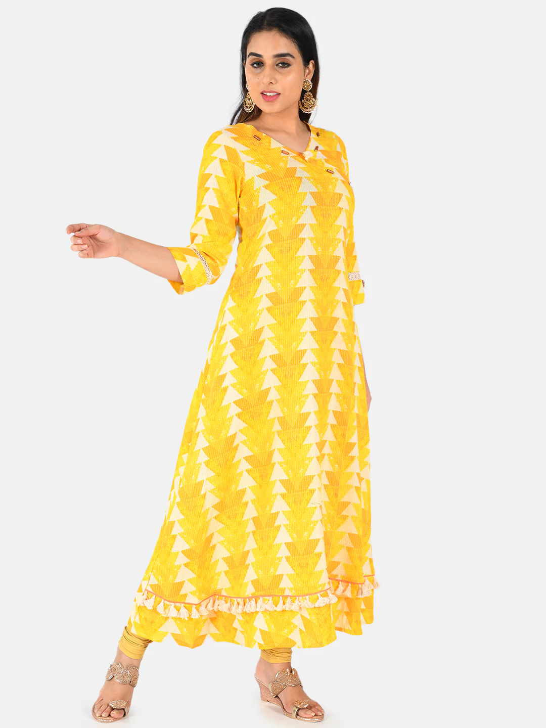 Neerus Women Yellow Printed A-Line Kurta - Image 5