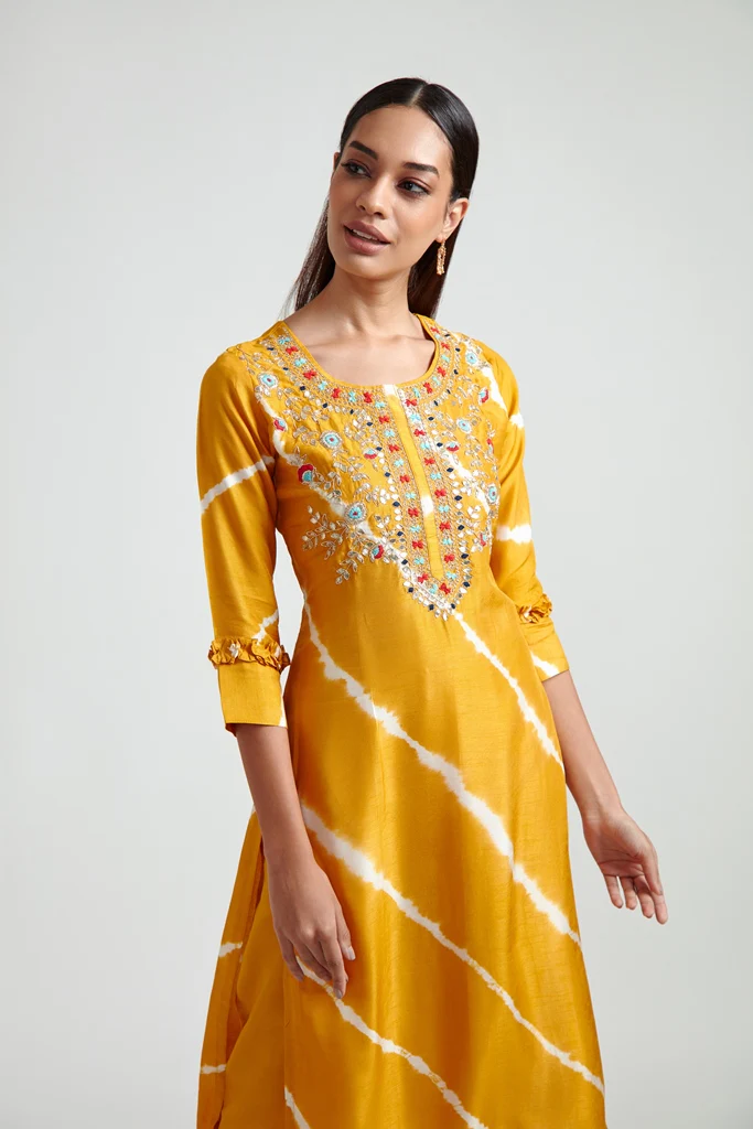 Neerus Women Yellow White Embroidered Straight Readymade suits - Image 3