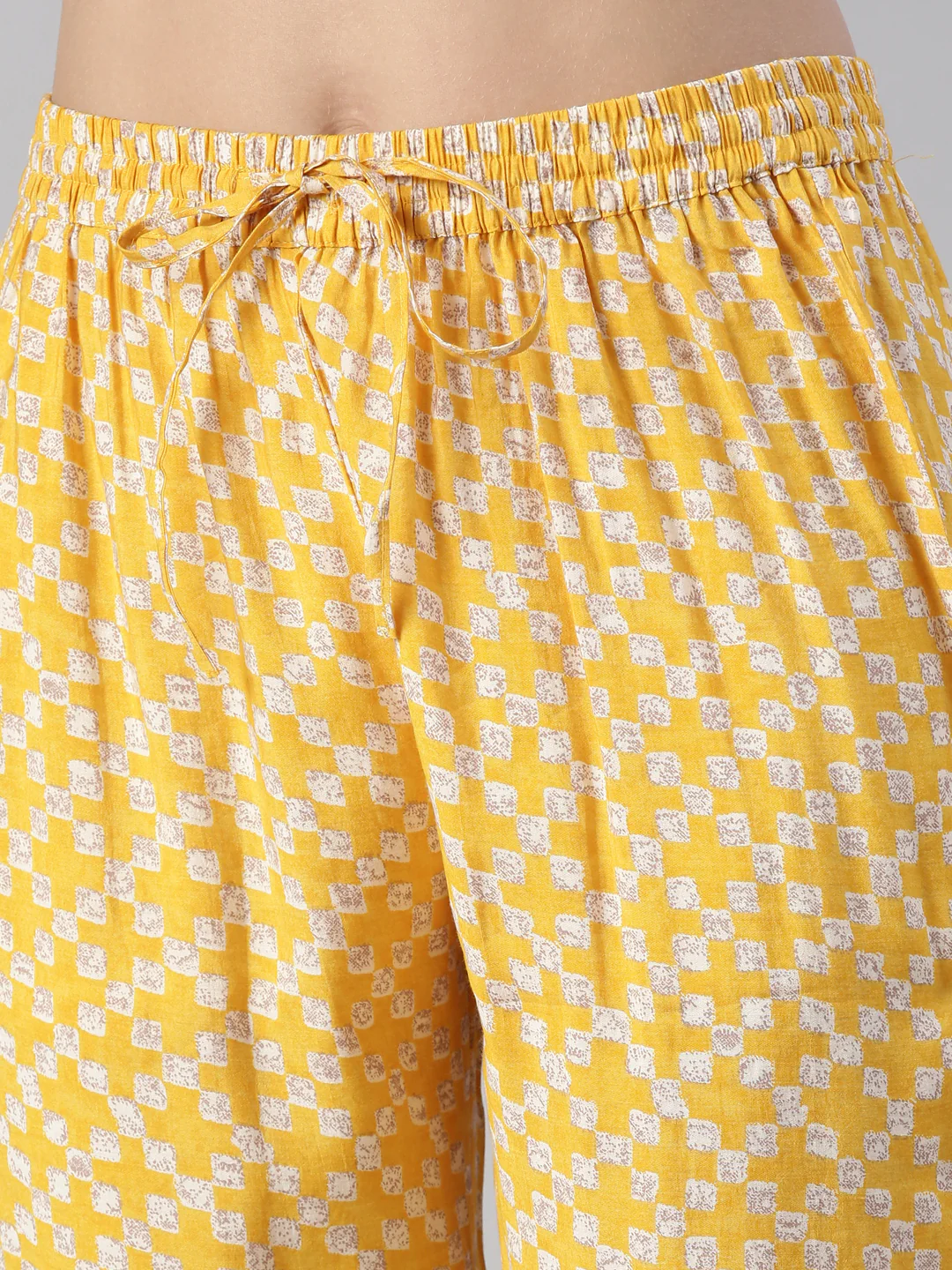 Neerus Women Yellow Yoke Design Calf Length Kurta And Trousers With Dupatta - Image 6