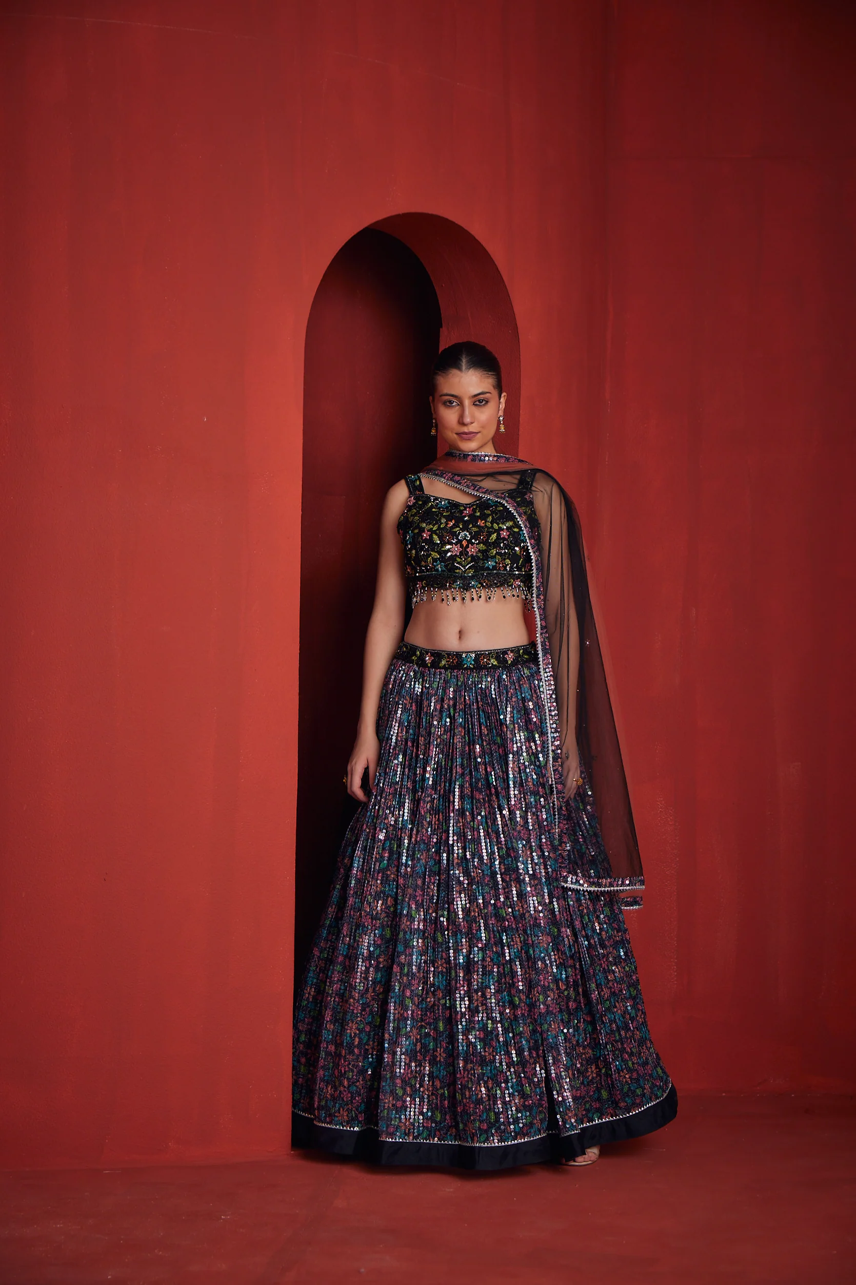 Neerus Womens Black Colour Ghagra Set - Image 2