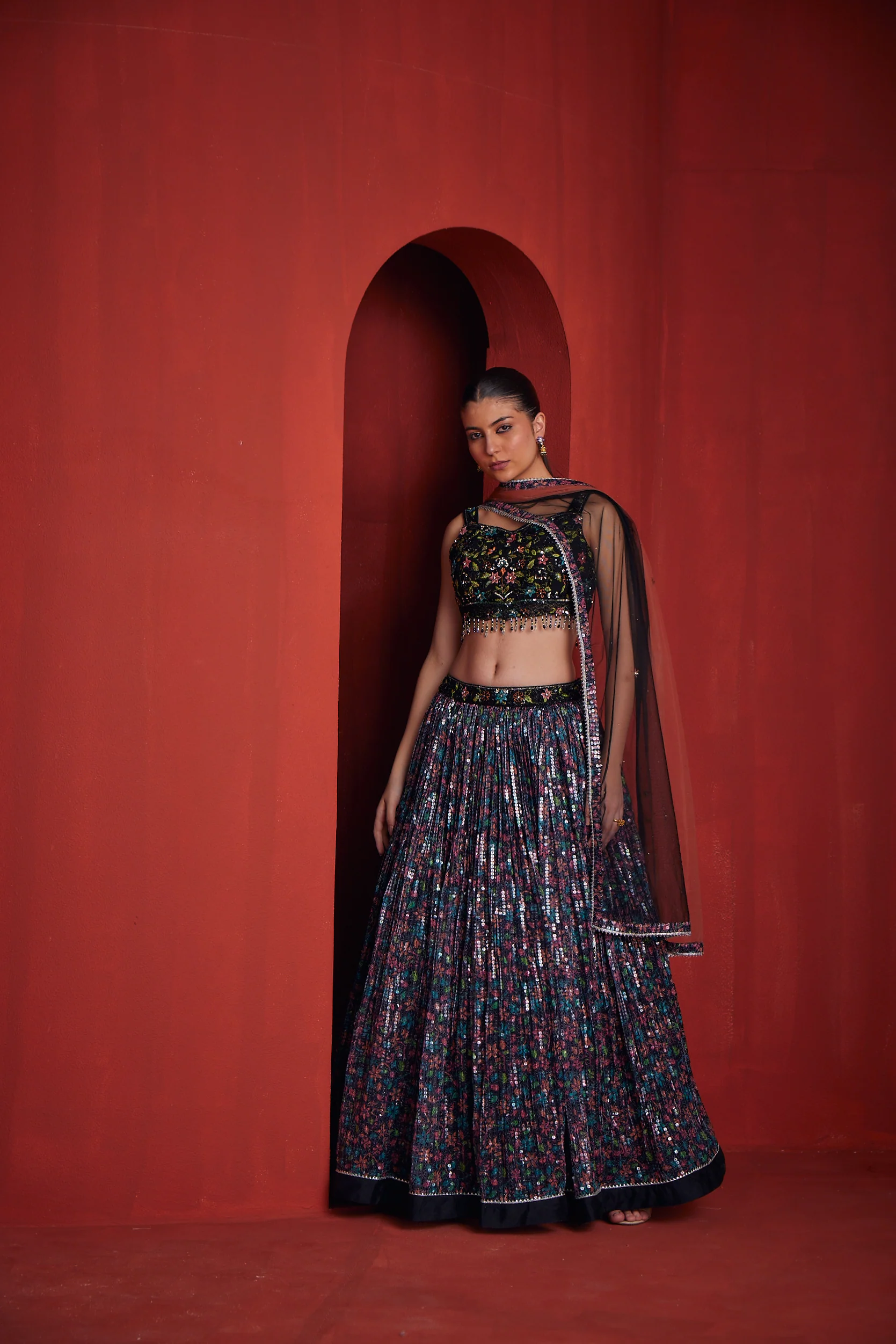 Neerus Womens Black Colour Ghagra Set - Image 3