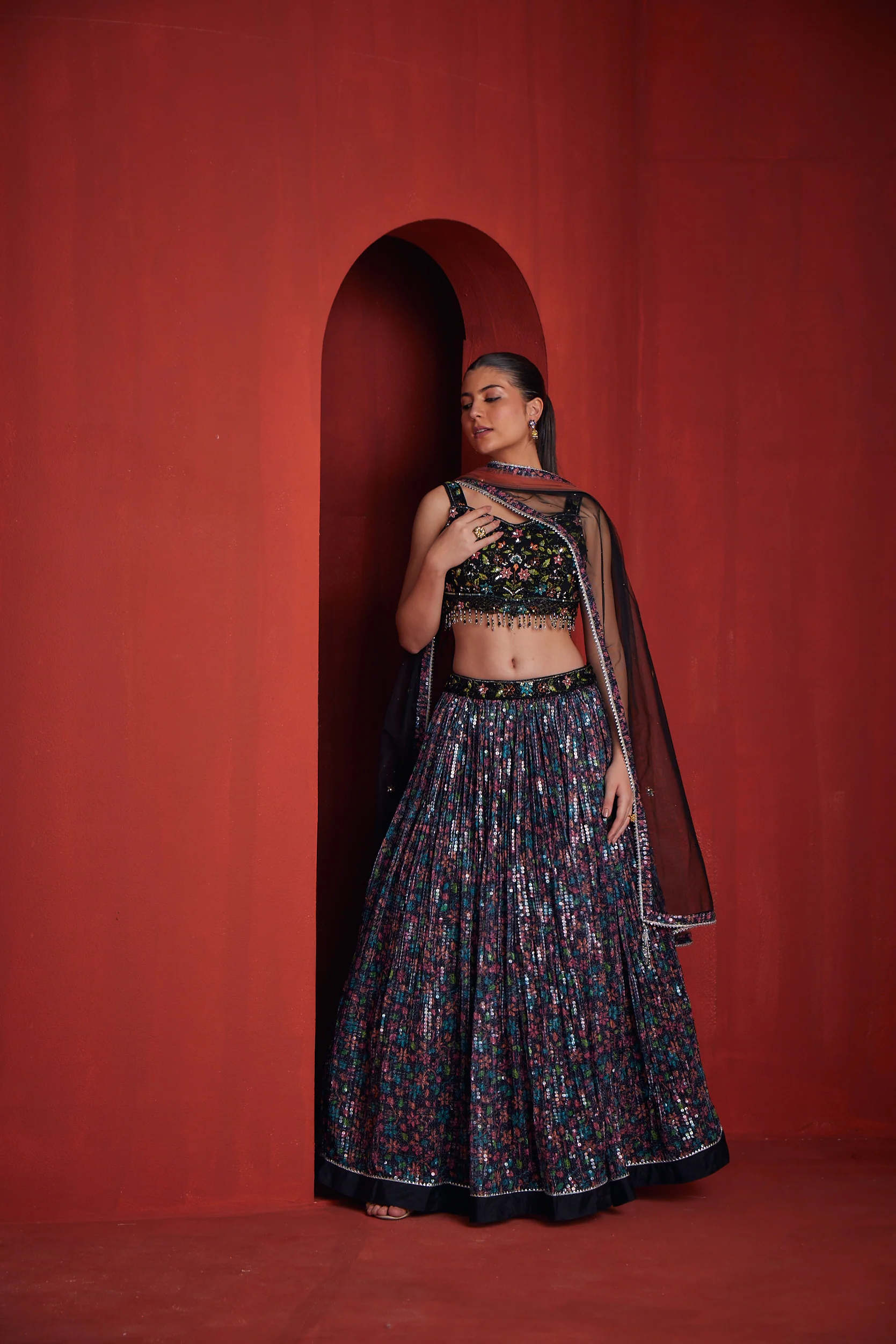 Neerus Womens Black Colour Ghagra Set - Image 4