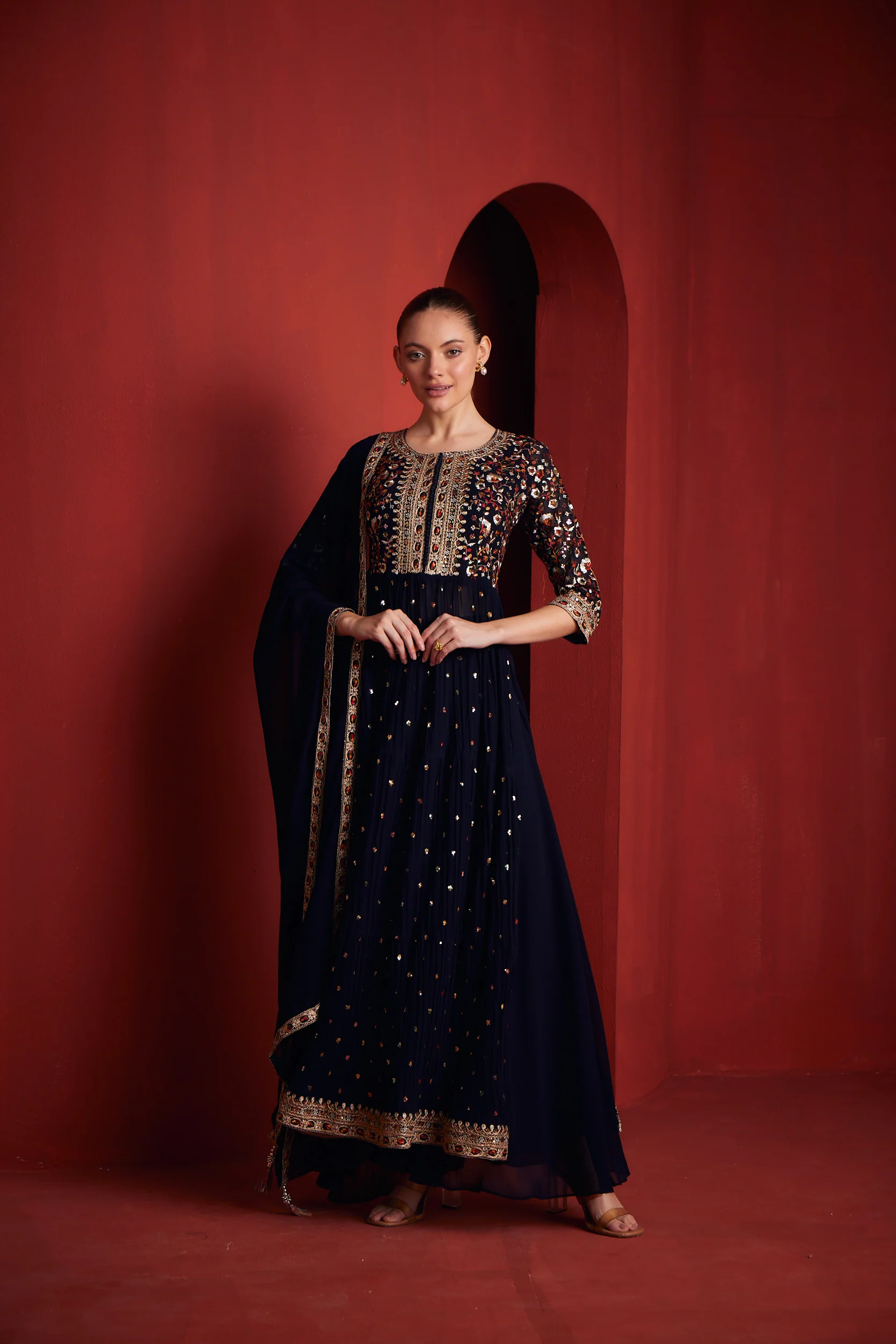 Neerus Womens Black Colour Suit Set - Image 2