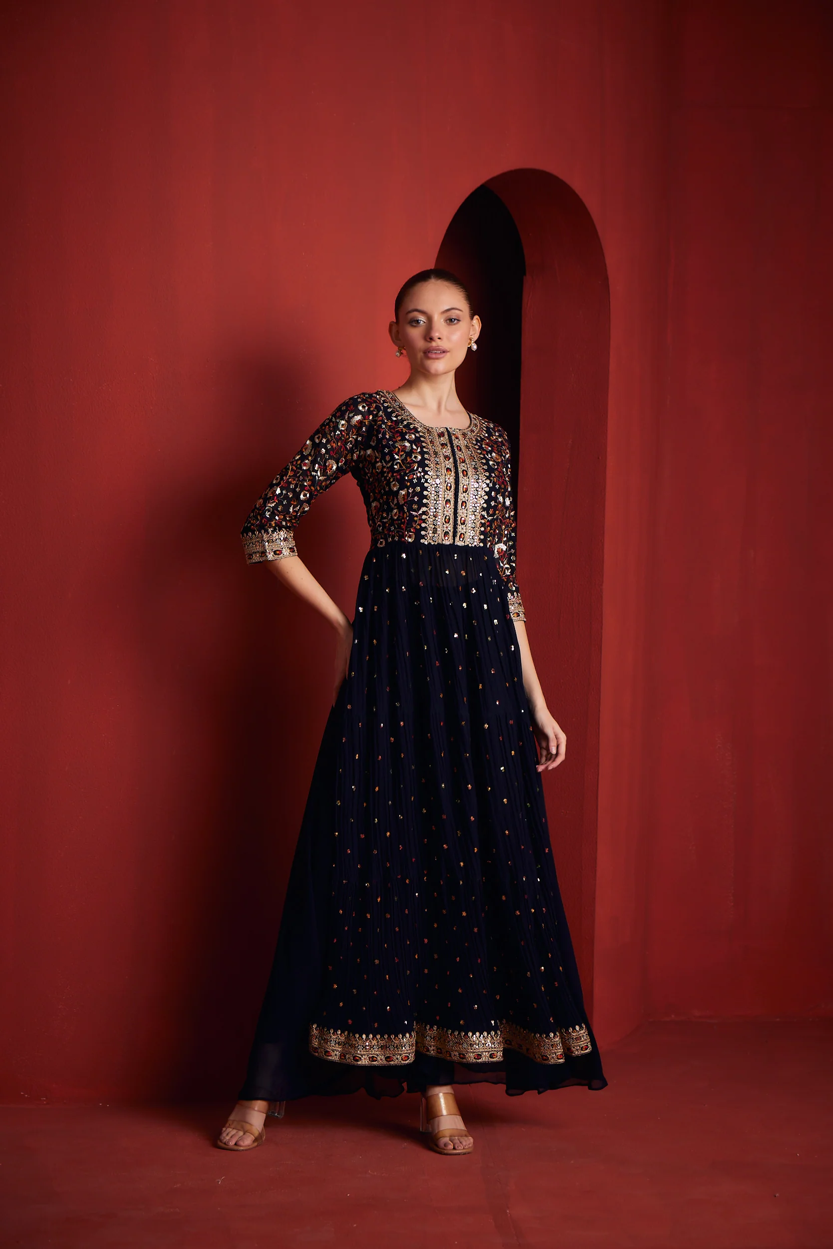 Neerus Womens Black Colour Suit Set - Image 4